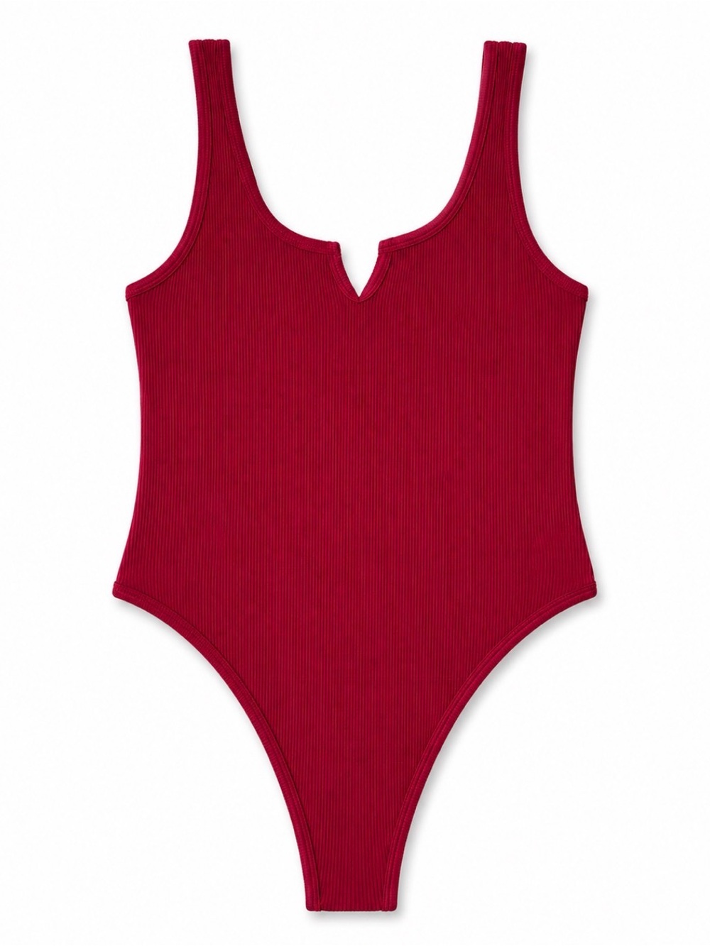 Bozzolo Red Ribbed Sleeveless Bodysuit S/M